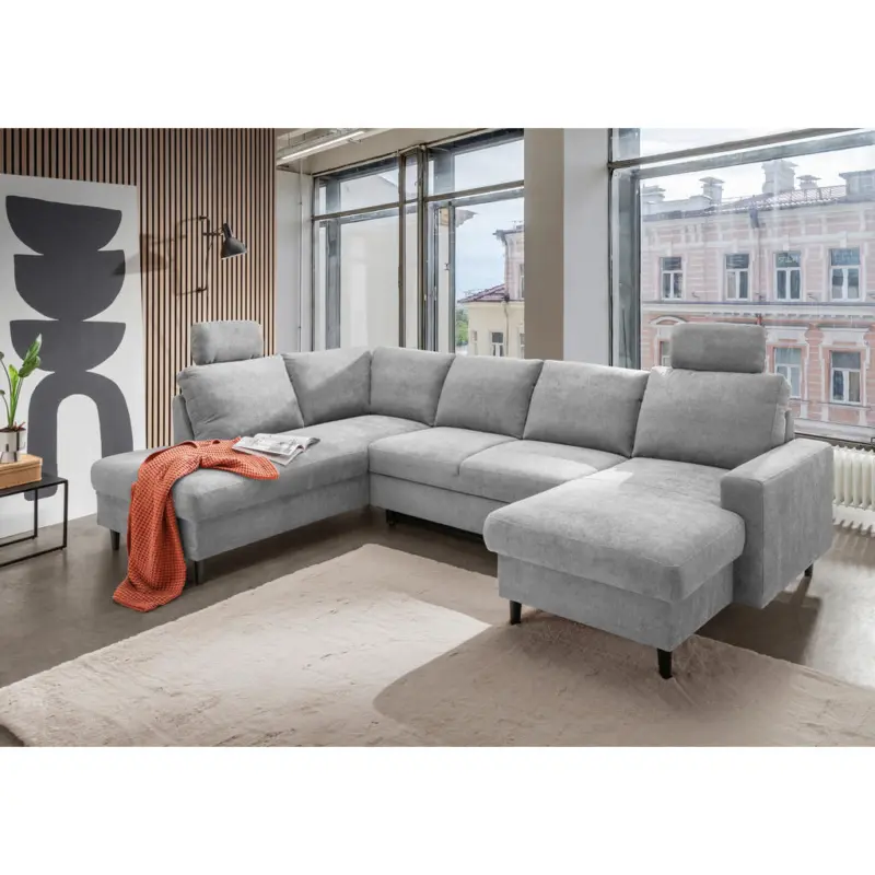 Wohnlandschaft Passione in Chenille Grau