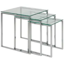Beistelltischset in Glas 36-50/36-50/45-55 cm