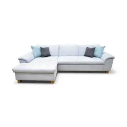 Ecksofa in Mikrofaser Pastellblau 162/279 cm