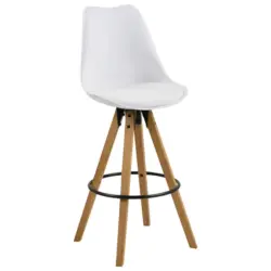 Barhocker in Wei&szlig;, Eichefarben