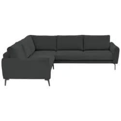 Ecksofa in Velours, Feincord Anthrazit 254/280 cm
