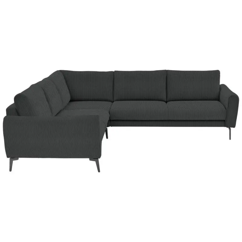 Ecksofa in Velours, Feincord Anthrazit 254/280 cm