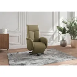 Relaxsessel in Leder Olivgr&uuml;n