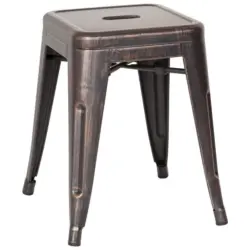 Hocker in Metall Schwarz, Goldfarben