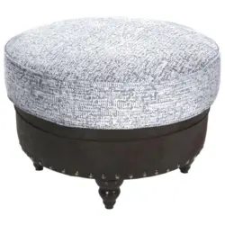 Hocker in Textil Hellgrau, Dunkelbraun