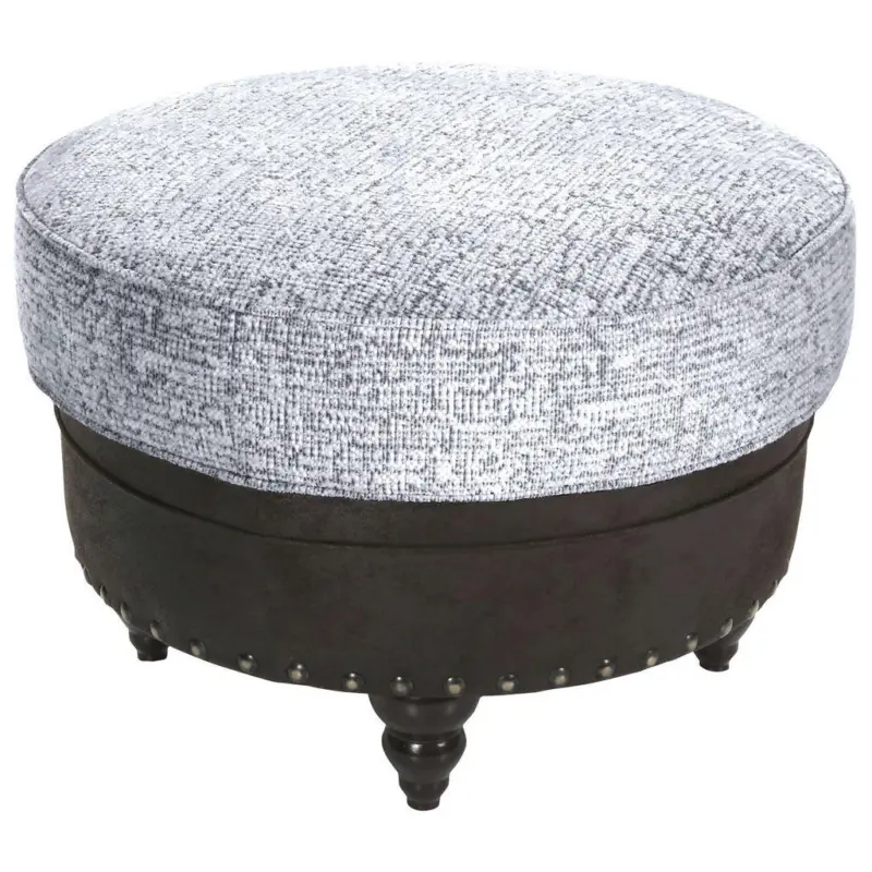 Hocker in Textil Hellgrau, Dunkelbraun