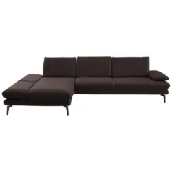 Ecksofa in Echtleder Dunkelbraun 195/308 cm