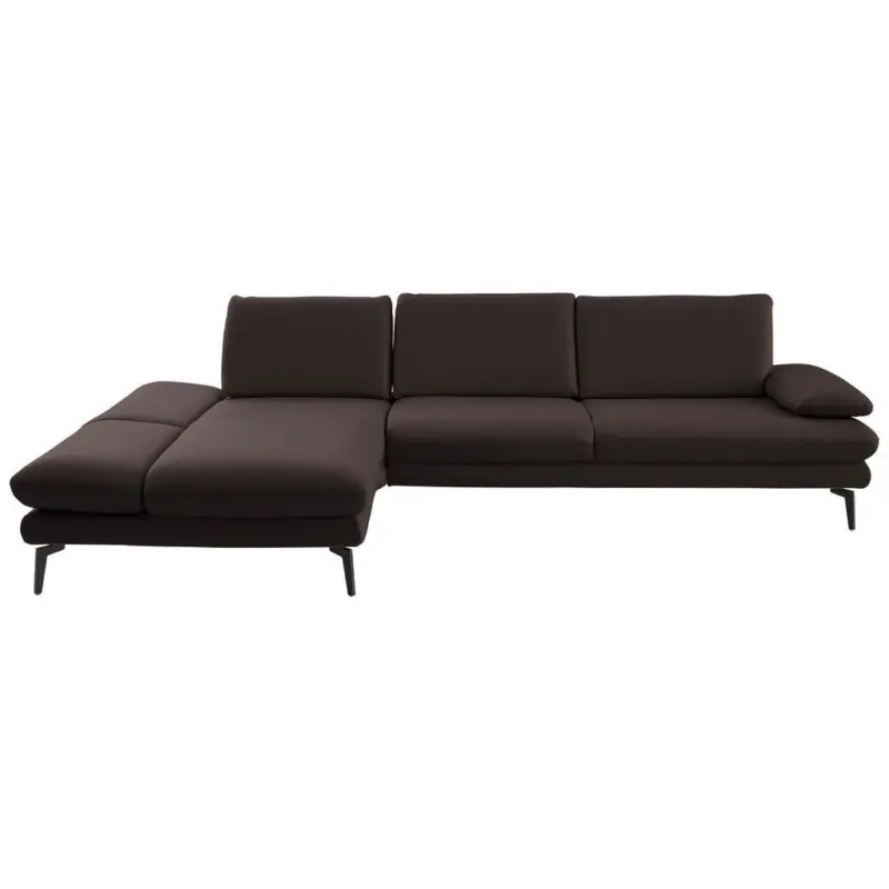 Ecksofa in Echtleder Dunkelbraun 195/308 cm