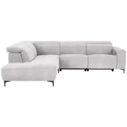 Ecksofa in Flachgewebe Hellgrau 238/290 cm