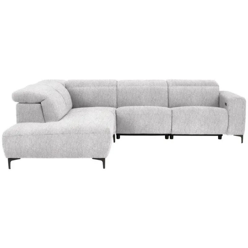 Ecksofa in Flachgewebe Hellgrau 238/290 cm