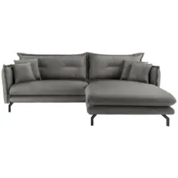 Ecksofa in Lederlook Grau 255/180 cm