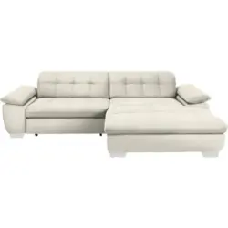 Ecksofa in Mikrofaser Wei&szlig; 265/180 cm