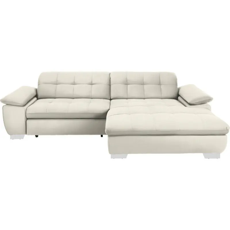 Ecksofa in Mikrofaser Wei&szlig; 265/180 cm