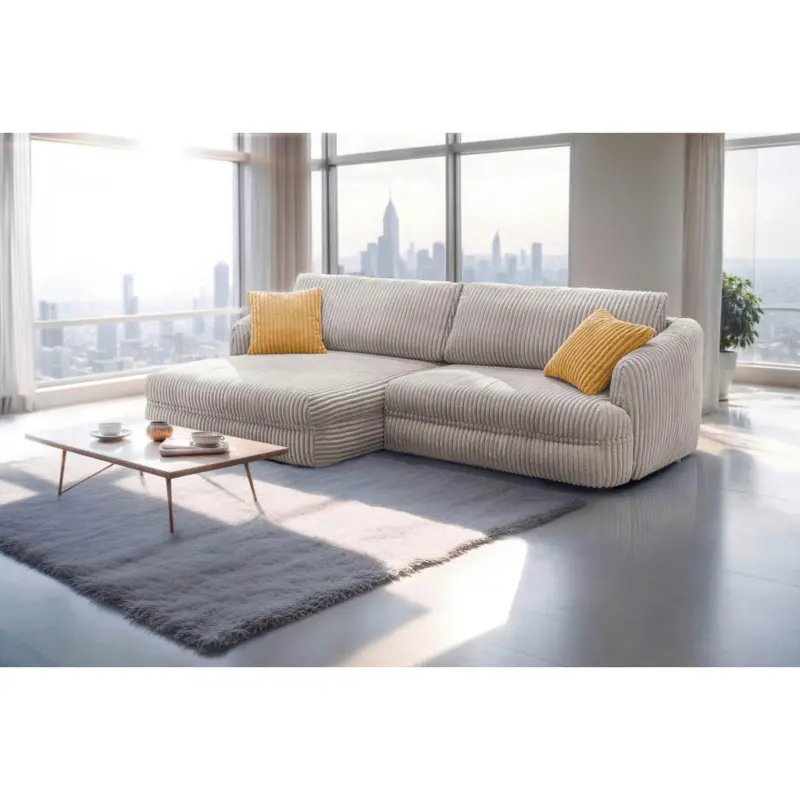 Ecksofa Lush in Cord Hellbraun 161/284 cm