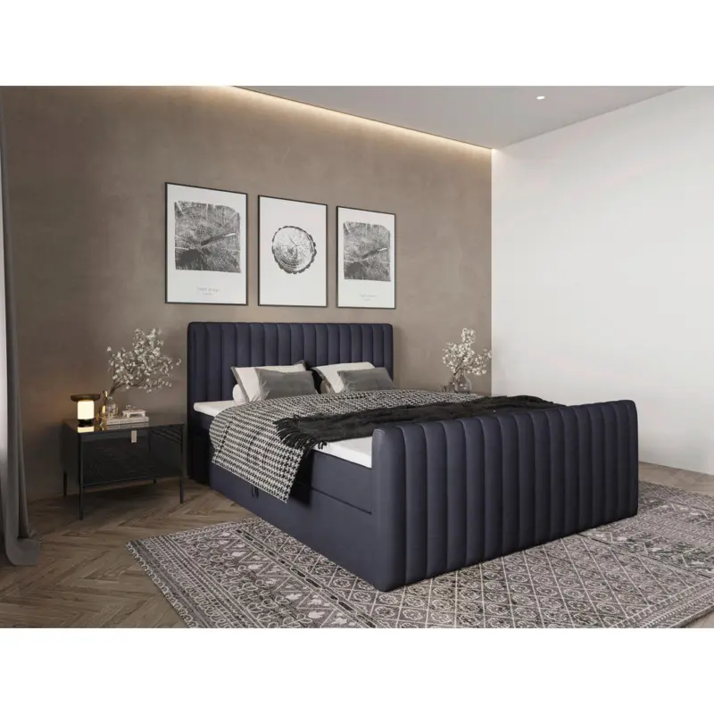 Boxbett 160/200 cm in Graphitfarben