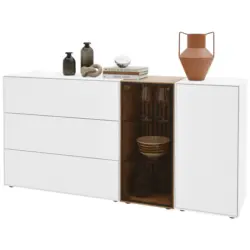 Sideboard Wei&szlig;, Eichefarben 178/90/44 cm