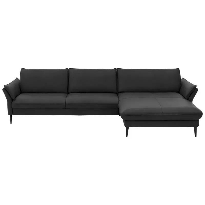 Ecksofa in Echtleder Schwarz 334/172 cm
