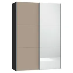 Schwebet&uuml;renschrank in Schwarz, Hellbraun