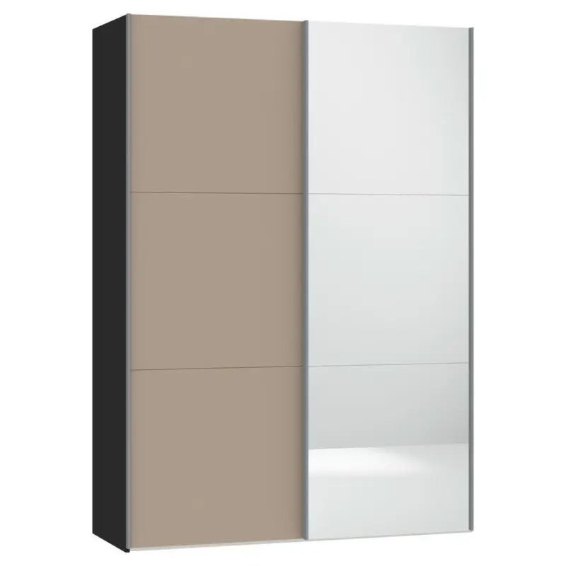 Schwebet&uuml;renschrank in Schwarz, Hellbraun