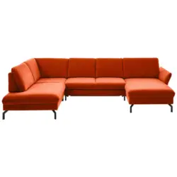 Wohnlandschaft in Velours Orange