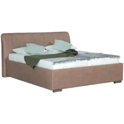 Polsterbett gepolstertes Kopfteil, Lattenrost, Bettkasten Taupe 160/200 cm