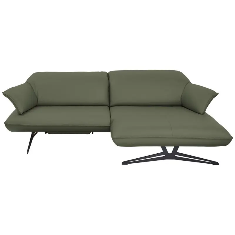 Ecksofa in Echtleder Gr&uuml;n 252/169 cm