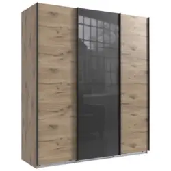 Schwebet&uuml;renschrank in Grau, Eichefarben