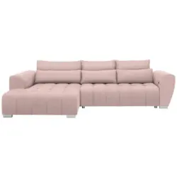 Ecksofa in Webstoff Rosa 218/304 cm