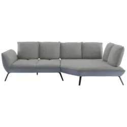 Ecksofa in Flachgewebe Hellgrau 320/169 cm