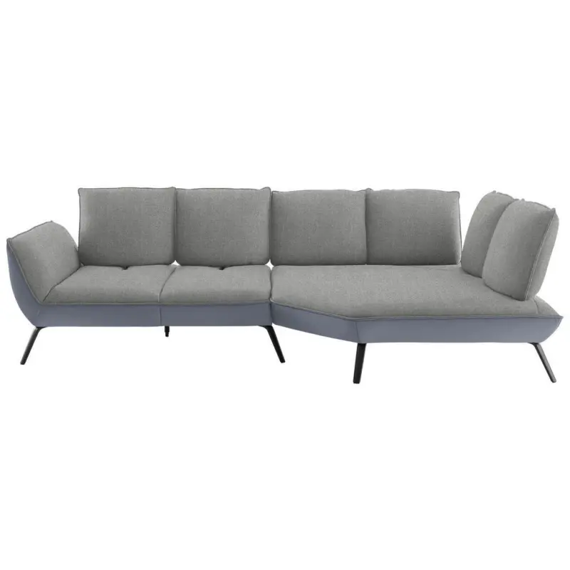 Ecksofa in Flachgewebe Hellgrau 320/169 cm