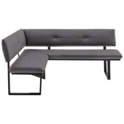 Eckbank 150/190 cm in Grau, Schwarz