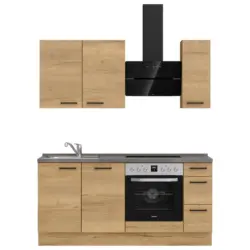 K&uuml;chenblock 180 cm in Eichefarben, Schieferfarben