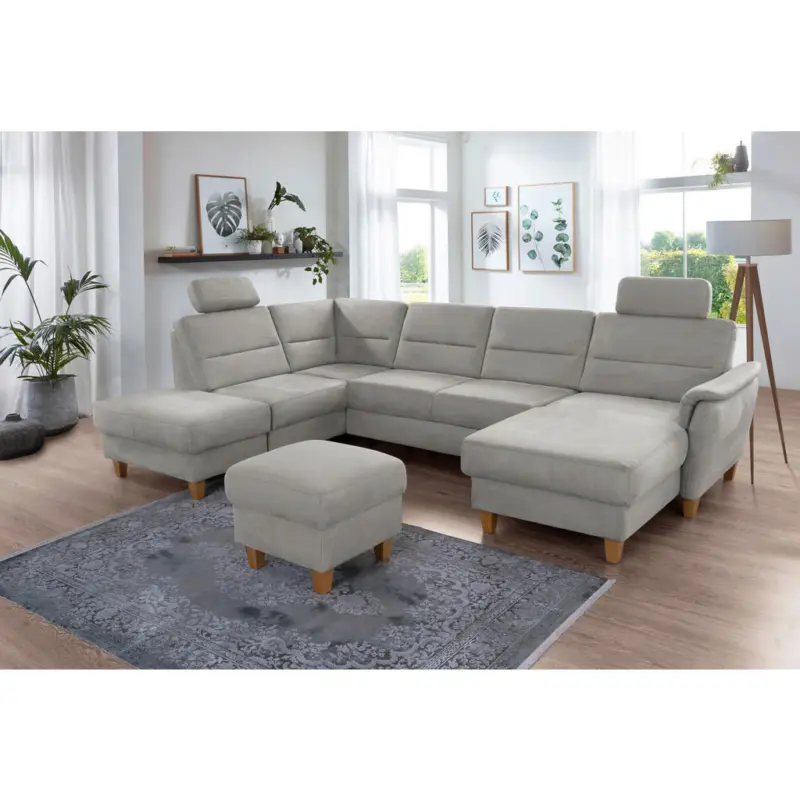 Wohnlandschaft Palmera V in Mikrofaser Anthrazit