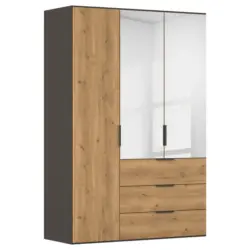 Kleiderschrank in Graphitfarben, Eichefarben