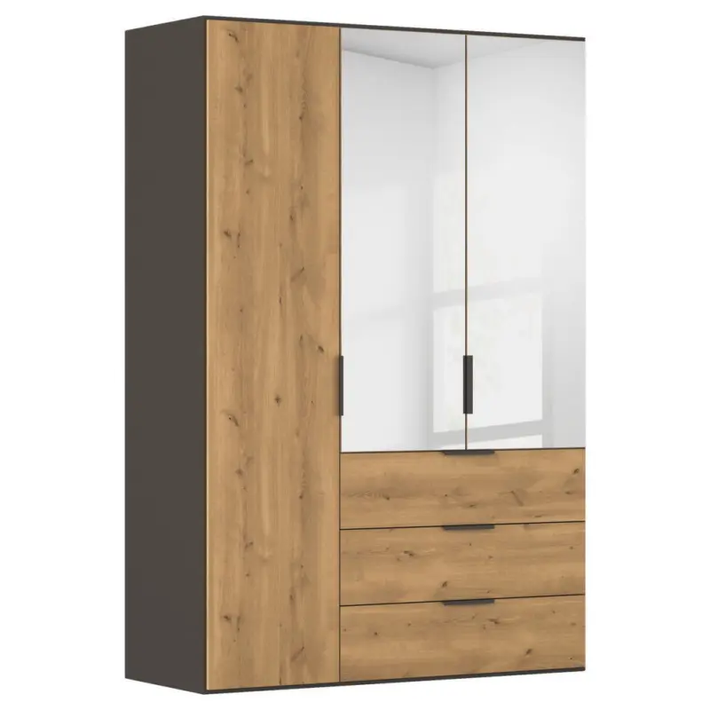 Kleiderschrank in Graphitfarben, Eichefarben