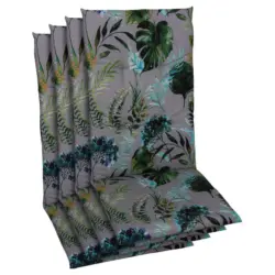 Sesselauflagenset in Anthrazit, Gr&uuml;n Bl&auml;tter