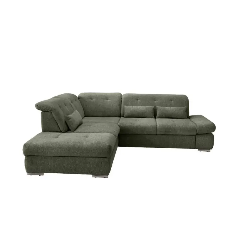 Ecksofa in Chenille Dunkelgr&uuml;n