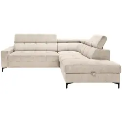 Ecksofa in Struktur Beige 254/212 cm