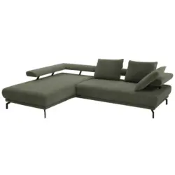 Ecksofa Fino in Chenille Olivgr&uuml;n 224/305 cm