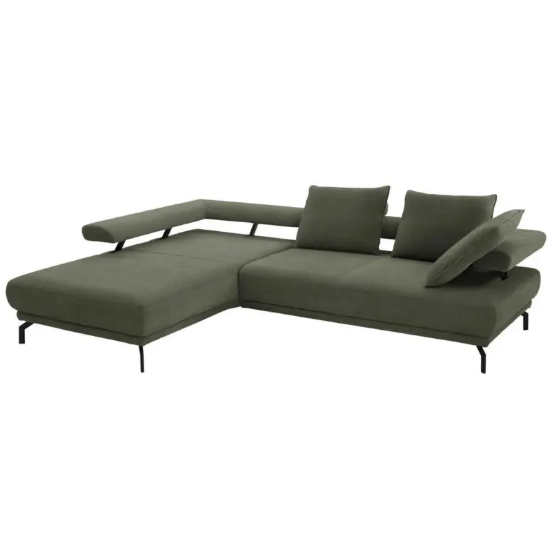 Ecksofa Fino in Chenille Olivgr&uuml;n 224/305 cm