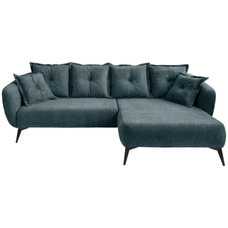 Ecksofa in Mikrofaser Blau 277/162 cm