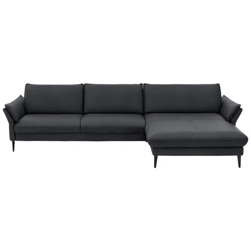 Ecksofa in Echtleder Anthrazit 334/172 cm
