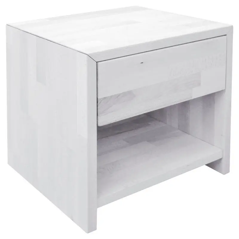 Nachtk&auml;stchen 45/45/35 cm in massiv Buche Wei&szlig;