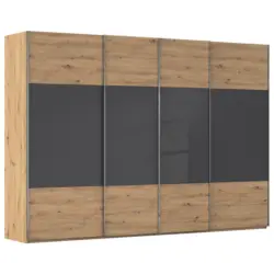 Schwebet&uuml;renschrank in Schwarz, Eiche Artisan