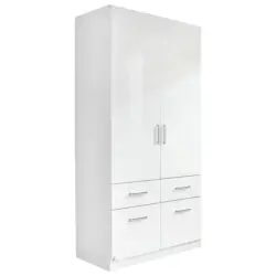 Dreht&uuml;renschrank in Wei&szlig;, Wei&szlig; Hochglanz