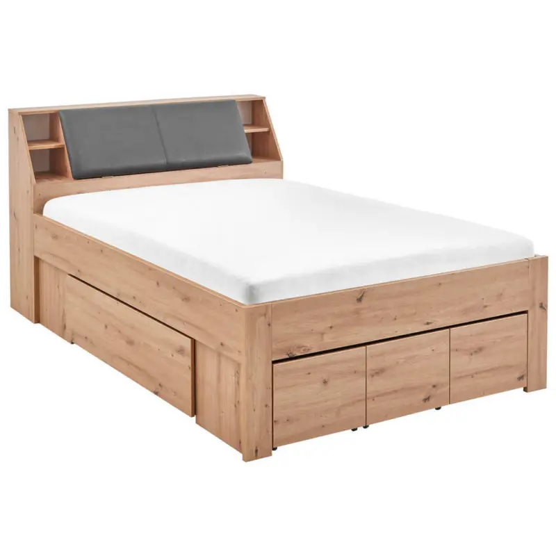 Stauraumbett 140/200 cm in Eiche Artisan