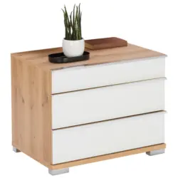 Nachtk&auml;stchenset in Wei&szlig;, Eiche Bianco