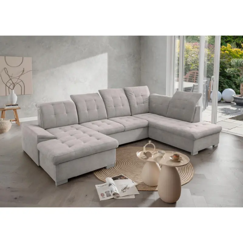 Wohnlandschaft Zira in Mikrofaser Grau