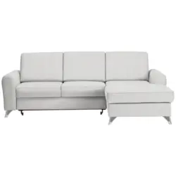 Ecksofa in Flachgewebe Creme 244/167 cm
