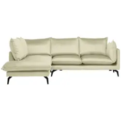 Ecksofa in Samt Creme 200/241 cm